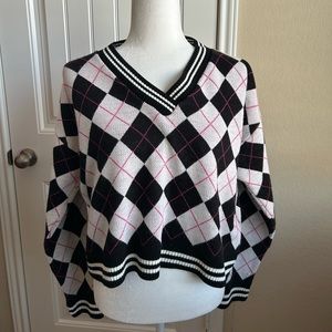 Cropped Checkered Sweater